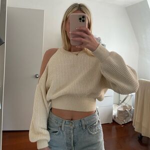 Zara cropped one shoulder knit sweater